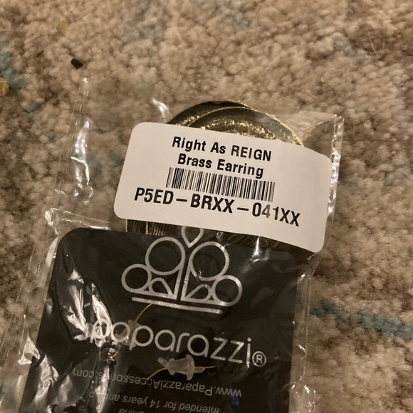 Right As REIGN Brass Earrings - Picture 3 of 3